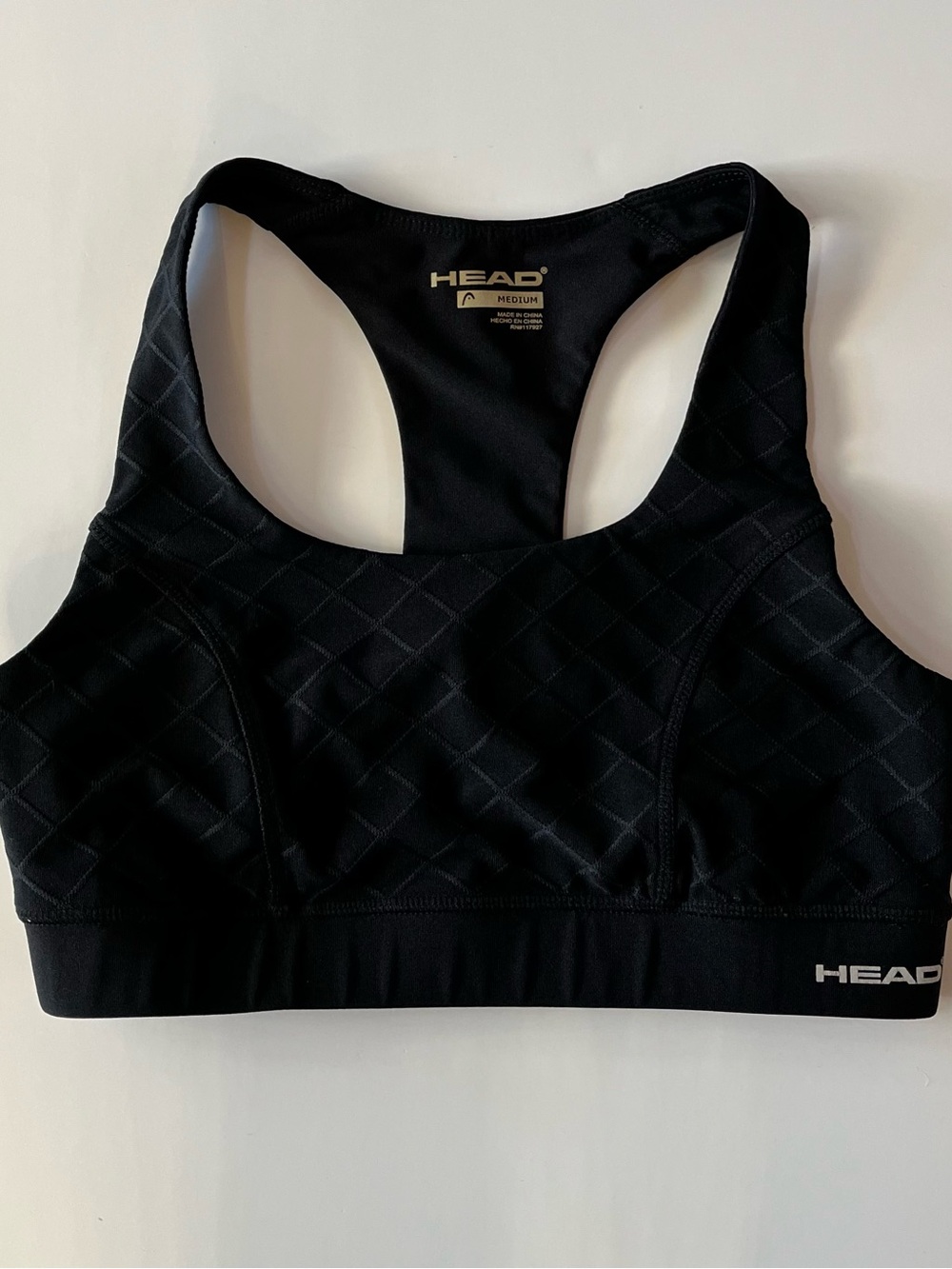 HEAD Black Quilted Racerback Sports Bra size medium tennis golf gym